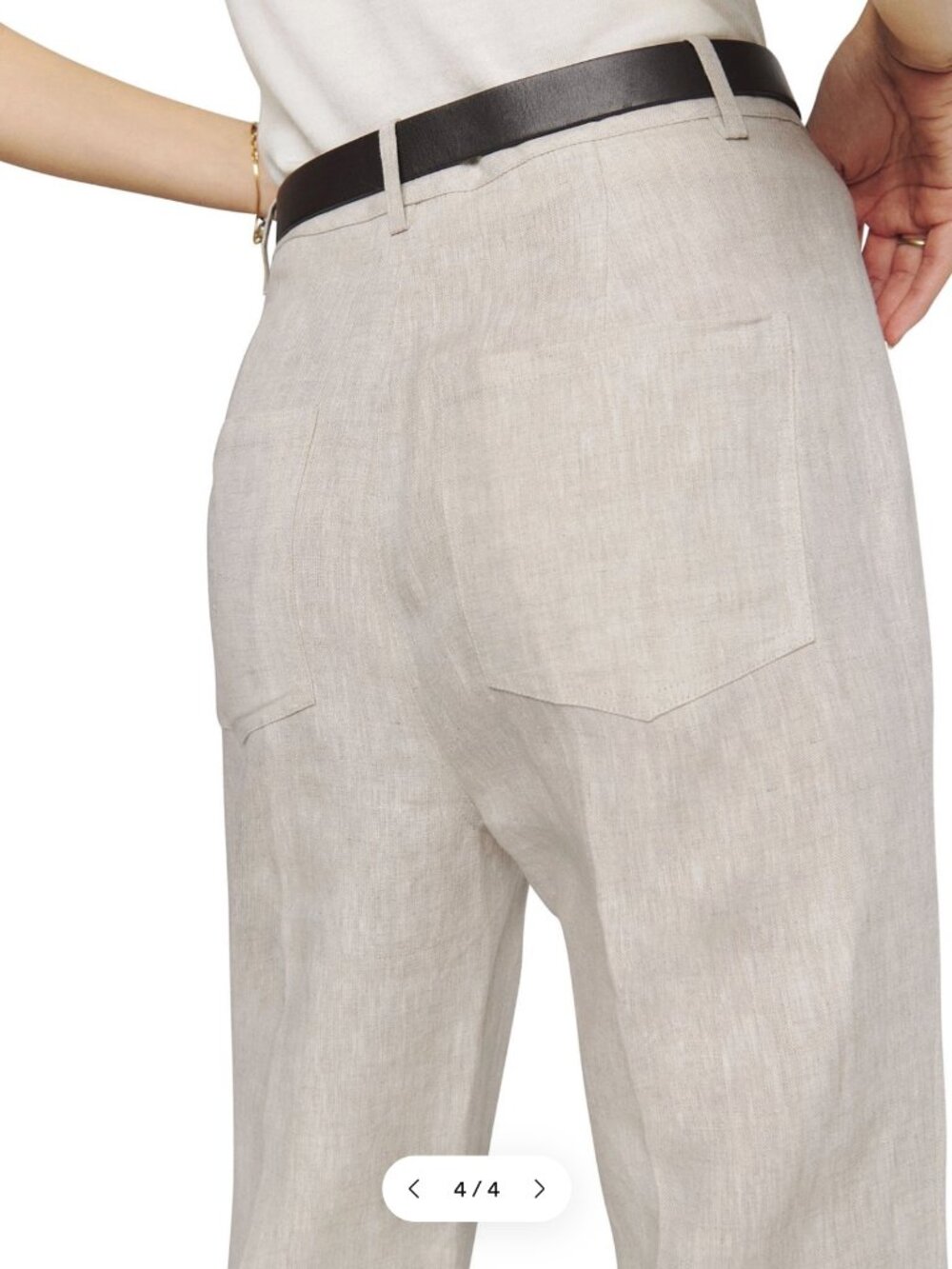 100% linen. Reformation Petites Freddie Linen Pant Oatmeal - Size 4P - Picture 2 of 6